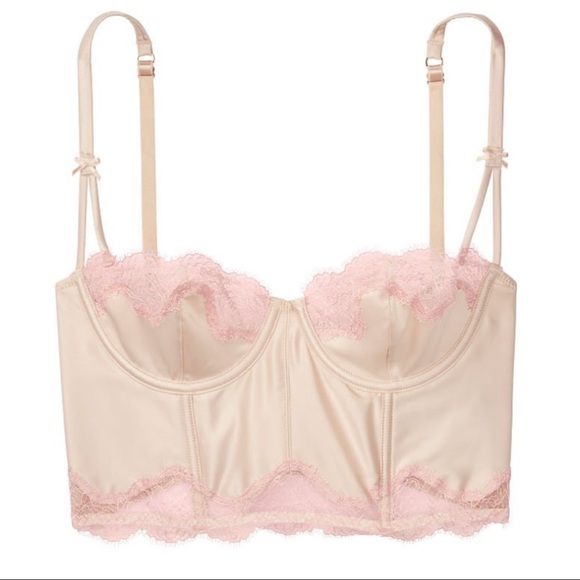 NWT VICTORIA’S SECRET 32D & XSMALL BRA & CHEEKINI DREAM ANGELS SATIN & LACE TRIM - Picture 4 of 9